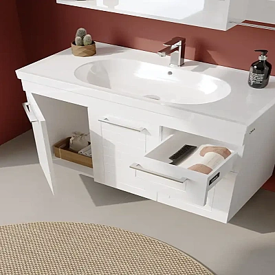 Orka Perge Banyo Dolabı Takımı 100 cm Beyaz - 2