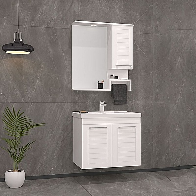 Orka Perge Banyo Dolabı Takımı 65 cm Beyaz - ORKA BANYO