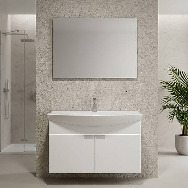 Orka Purus Asma Banyo Dolabı Takımı 100cm Beyaz - 1