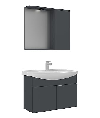 Orka Purus Asma Banyo Dolabı Takımı 80cm Antrasit - 2
