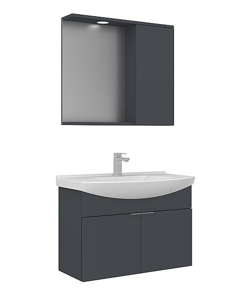 Orka Purus Asma Banyo Dolabı Takımı 80cm Antrasit - 2