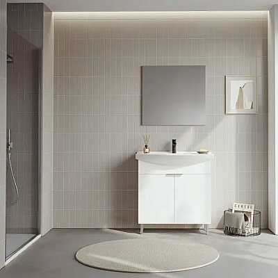 Orka Purus Ayaklı Banyo Dolabı Takımı 100cm Beyaz - ORKA BANYO