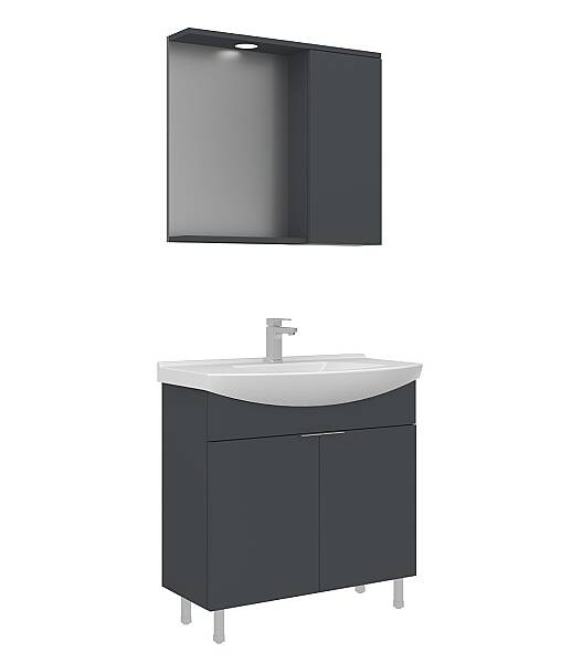 Orka Purus Ayaklı Banyo Dolabı Takımı 80cm Antrasit - 2