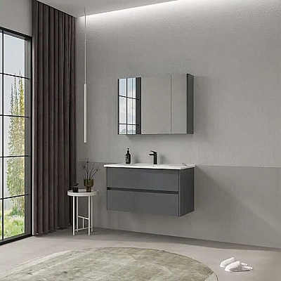 Orka Side Çekmeceli Banyo Dolabı Takımı 100 cm Antrasit - ORKA BANYO