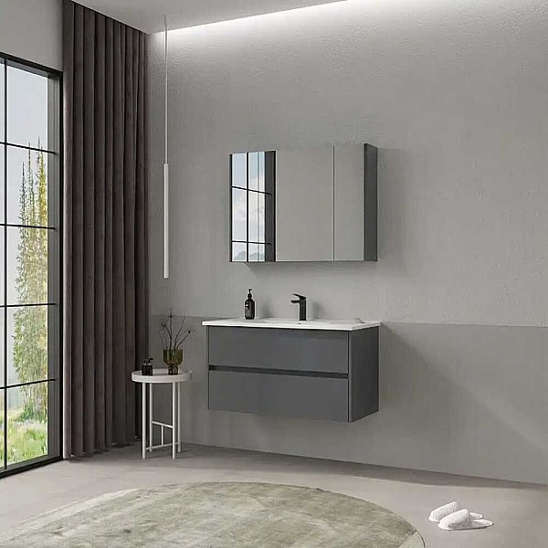 Orka Side Çekmeceli Banyo Dolabı Takımı 100 cm Antrasit - 1