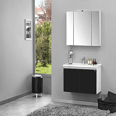 Orka Terme Banyo Dolabı Takımı 100 cm Siyah - ORKA BANYO