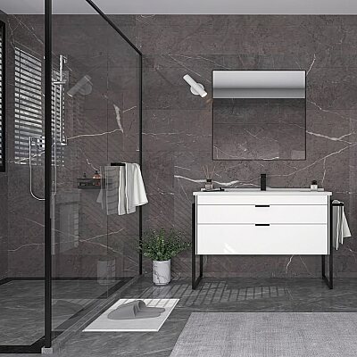 Orka Trio Banyo Dolabı Takımı 100 cm Beyaz - ORKA BANYO