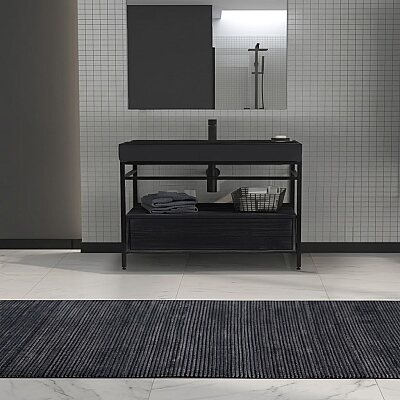 Orka Vegas Banyo Dolabı Takımı 80 cm Antrasit - Siyah Lavabo - ORKA BANYO