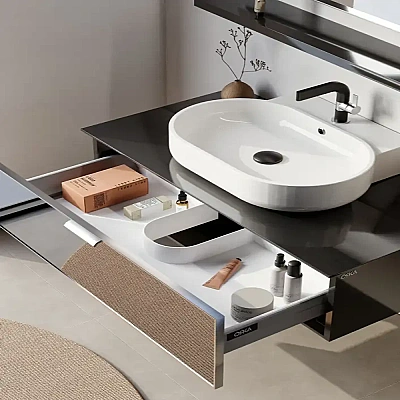 Orka Yalıköy Banyo Dolabı Takımı 90 cm Siyah - Beyaz - 2