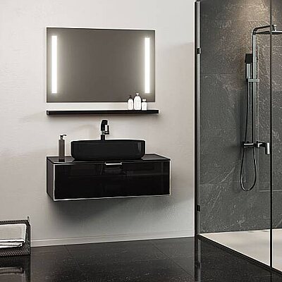 Orka Yalıköy Banyo Dolabı Takımı 90 cm Siyah - Siyah - ORKA BANYO