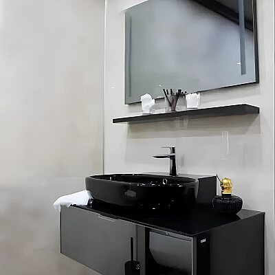 Orka Yalıköy Banyo Dolabı Takımı 90 cm Siyah - Siyah - 2
