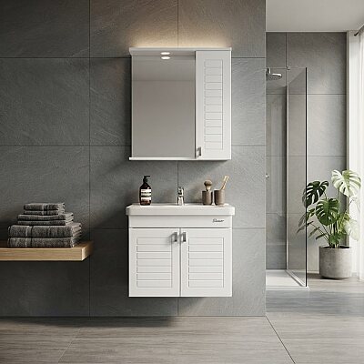 Shower Alder Banyo Dolabı 65cm Beyaz - SHOWER