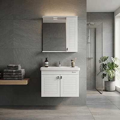 Shower Alder Banyo Dolabı 80cm Beyaz - SHOWER