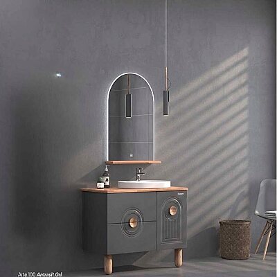 Shower Arte Banyo Dolabı 100cm Antrasit - SHOWER