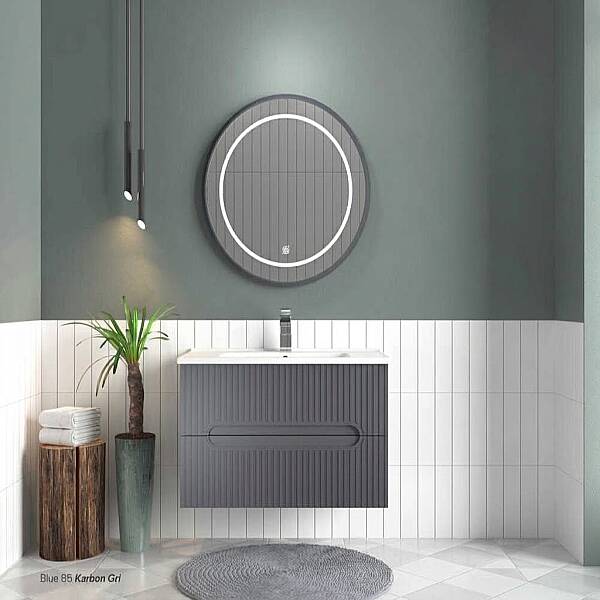 Shower Blue Banyo Dolabı 85cm Karbon Gri - 1
