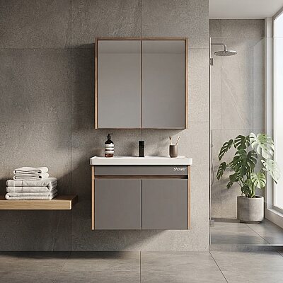 Shower Cool Banyo Dolabı 60cm Hazar-Antrasit Gri - SHOWER