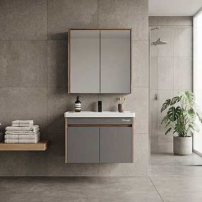 Shower Cool Banyo Dolabı 65cm Hazar-Antrasit Gri - SHOWER