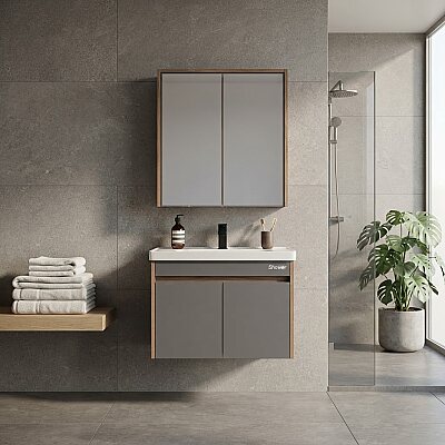 Shower Cool Banyo Dolabı 70cm Hazar-Antrasit Gri - SHOWER