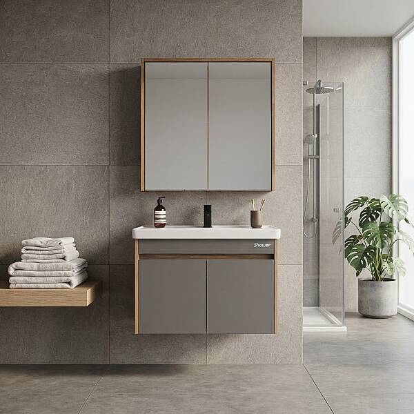 Shower Cool Banyo Dolabı 80cm Hazar-Antrasit Gri - 1