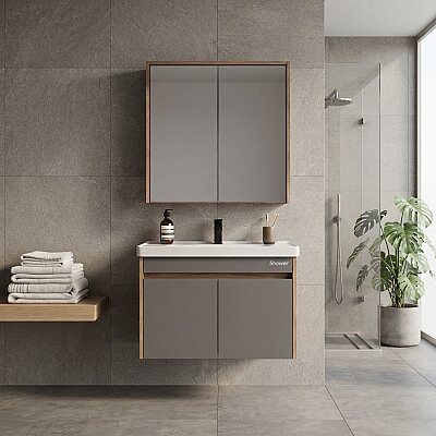 Shower Cool Banyo Dolabı 90cm Hazar-Antrasit Gri - SHOWER