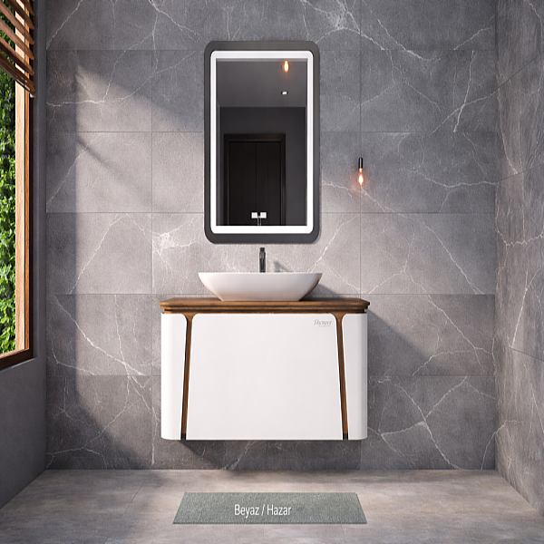 Shower Grande Banyo Dolabı 100cm Beyaz-Hazar - 1