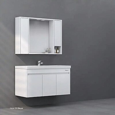 Shower Hazar Banyo Dolabı 100cm Beyaz - SHOWER