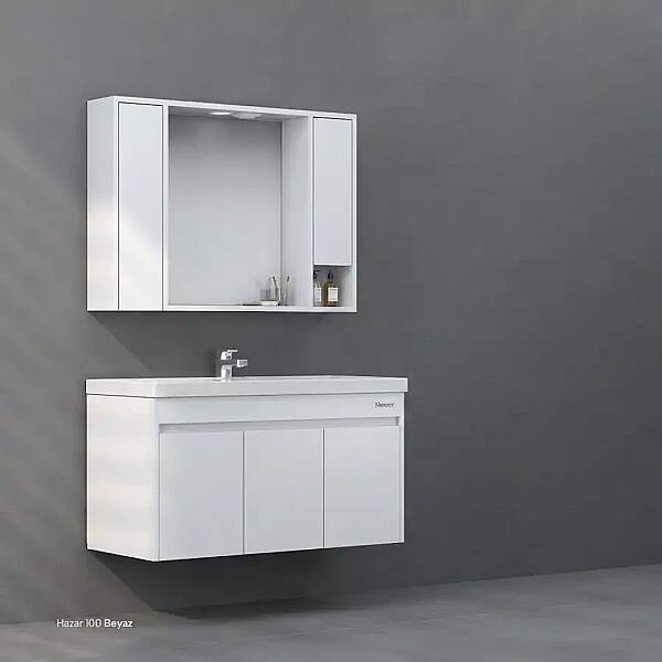 Shower Hazar Banyo Dolabı 100cm Beyaz - 1