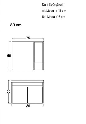 Shower Hazar Banyo Dolabı 80cm Beyaz - 2