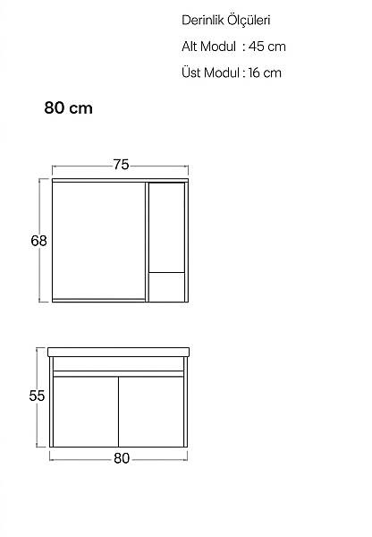 Shower Hazar Banyo Dolabı 80cm Beyaz - 2