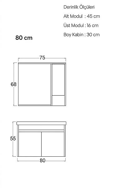 Shower Hazar Banyo Dolabı 80cm Hazar - 2