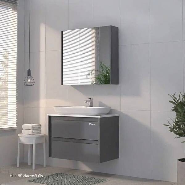 Shower Hitit Banyo Dolabı 100cm Antrasit - 1