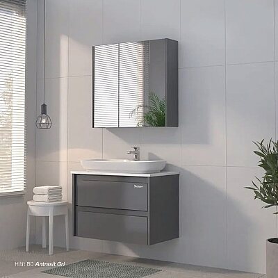 Shower Hitit Banyo Dolabı 80cm Antrasit - SHOWER