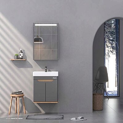 Shower Lenon Banyo Dolabı 60cm Antrasit Gri-Legnano - SHOWER