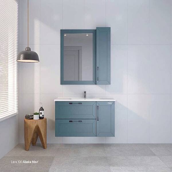 Shower Lexa Banyo Dolabı 100cm Alaska Mavi - 1