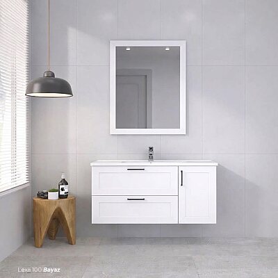 Shower Lexa Banyo Dolabı 100cm Beyaz - SHOWER