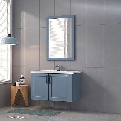 Shower Lexa Banyo Dolabı 85cm Alaska Mavi - SHOWER