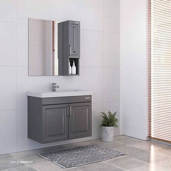 Shower Loren Banyo Dolabı 60cm Antrasit Gri - 1