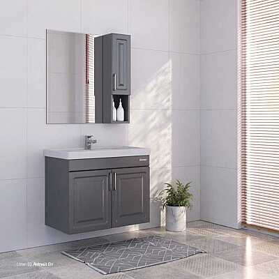 Shower Loren Banyo Dolabı 80cm Antrasit Gri - SHOWER