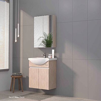 Shower Star Banyo Dolabı 65cm Sidon-Beyaz - SHOWER