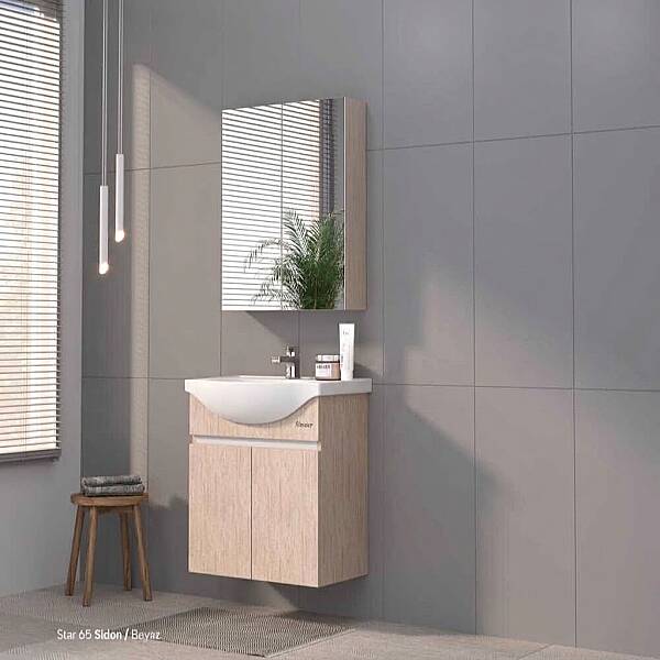 Shower Star Banyo Dolabı 65cm Sidon-Beyaz - 1