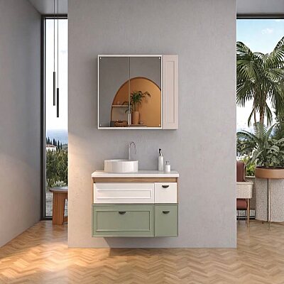 Shower Trio Banyo Dolabı 100cm Kaşmir Beyaz Legnano - SHOWER