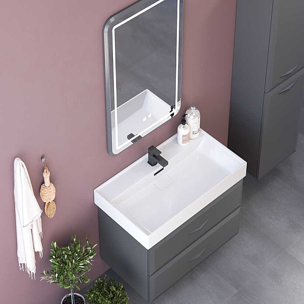 Shower Truva Banyo Dolabı 80cm Antrasit Gri - 1
