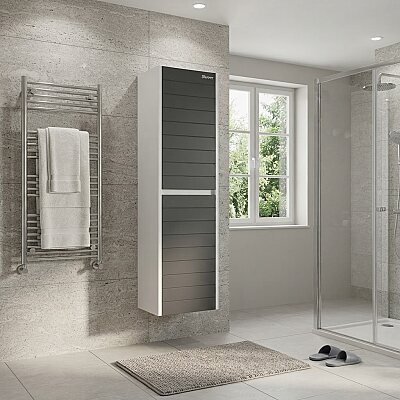 Shower Vesta Boy Dolabı 90cm Beyaz-Antrasit Gri - SHOWER