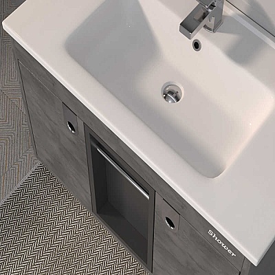 Shower Zaria Banyo Dolabı 100cm İrony-Siyah - 2