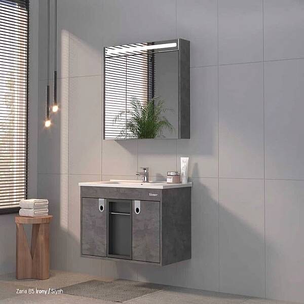Shower Zaria Banyo Dolabı 100cm İrony-Siyah - 1