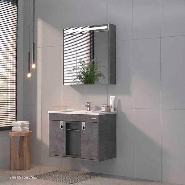Shower Zaria Banyo Dolabı 85cm İrony-Siyah - 1