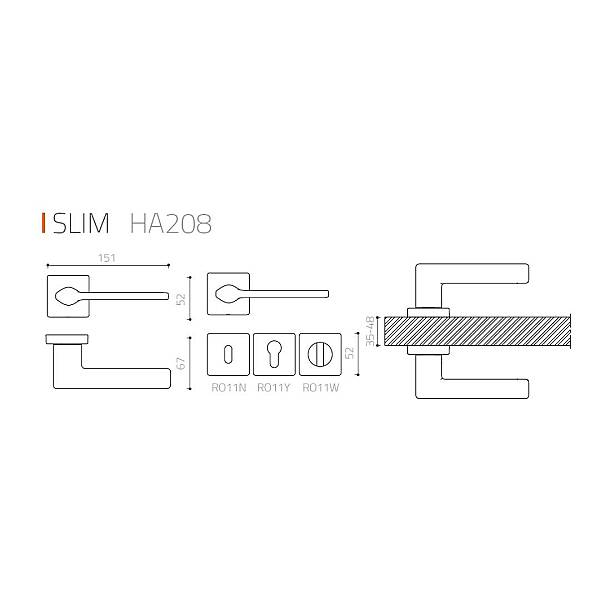 System Slım Kapı Kolu HA208RO11 NB - Oda Rozet RO11N NB Saten - 3