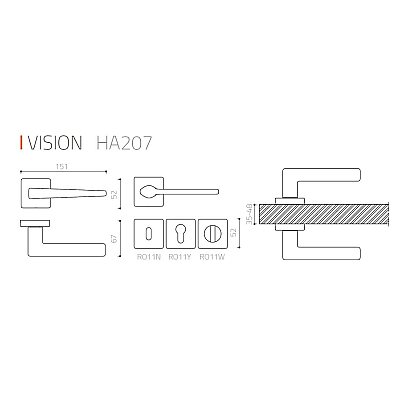 System Vısıon Kapı Kolu HA207RO11 NB - WC Rozet RO11W NB Saten - 2