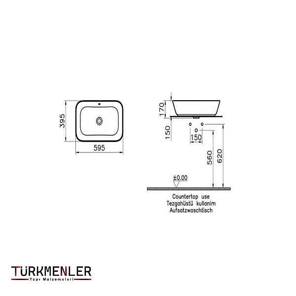 VitrA Geo Çanak Lavabo Dikdörtgen 7425B003-0016 - 2