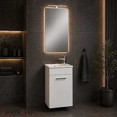 VitrA Vitra Mia 75022 Banyo Dolabı Takımı Seti Kapaklı 40 Cm Parlak Beyaz